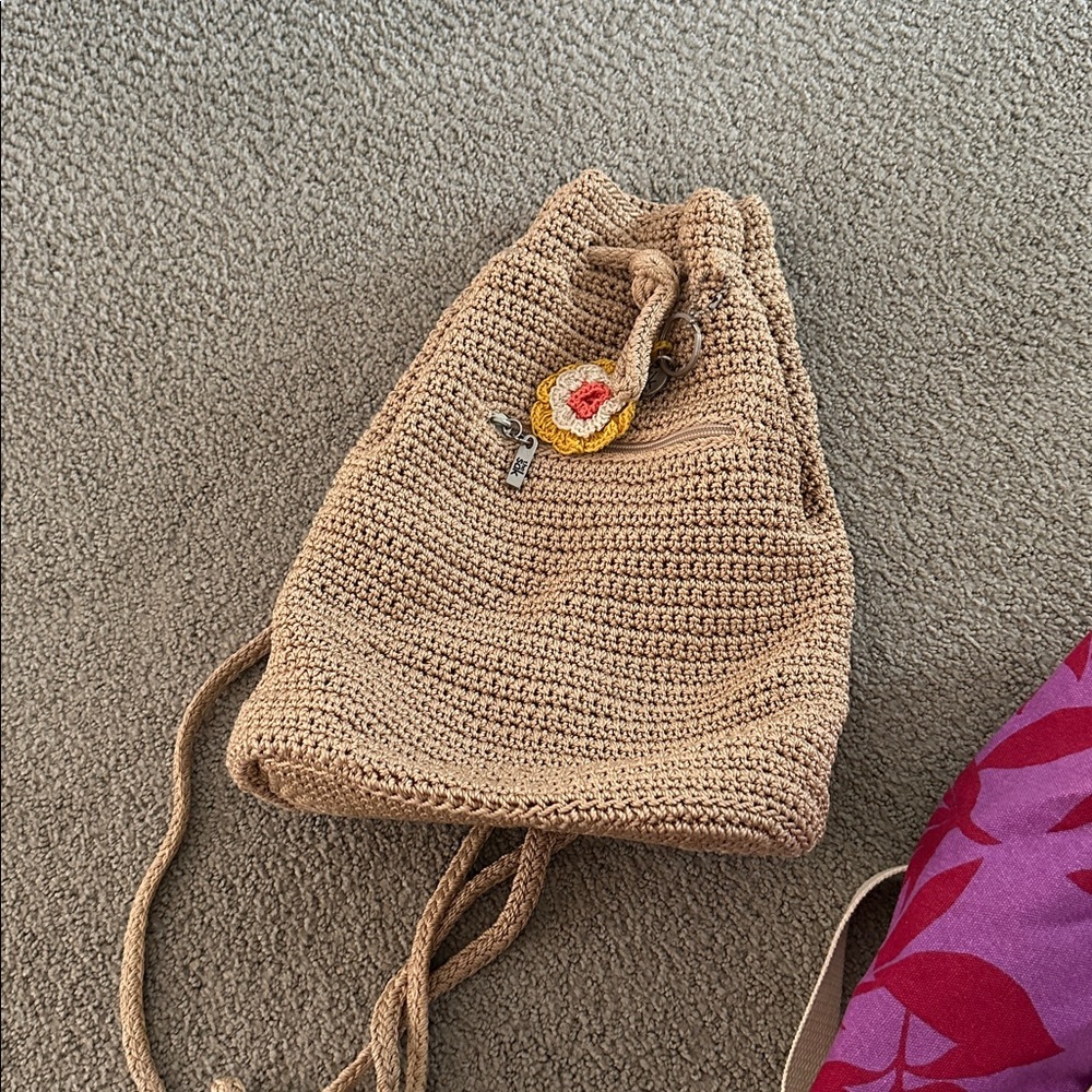 The Sak Beige Crochet Backpack